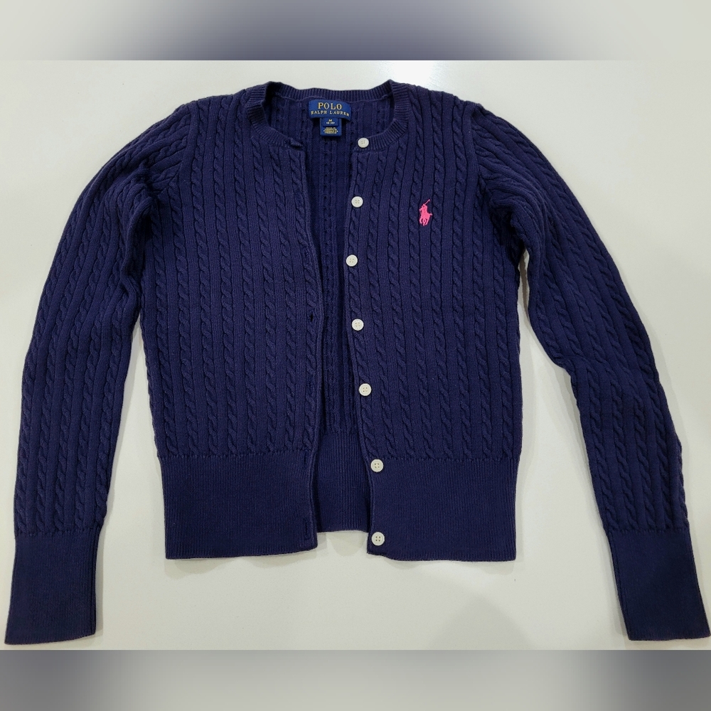 Lot of 3 Ralph Lauren Polo Cable Knit Classic Button Down Cardigans Size 8-10